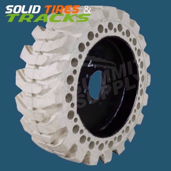 12x16.5 Non-Marking Solid Skid Steer Tires - Severe Duty White